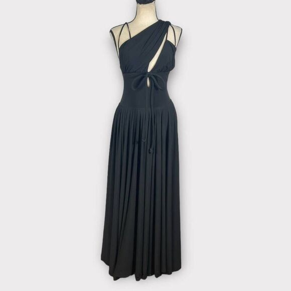 Harbison Moonbeam Cutout Jersey Maxi Dress Women's Medium Black Sleeveless NWOT - Picture 3 of 11